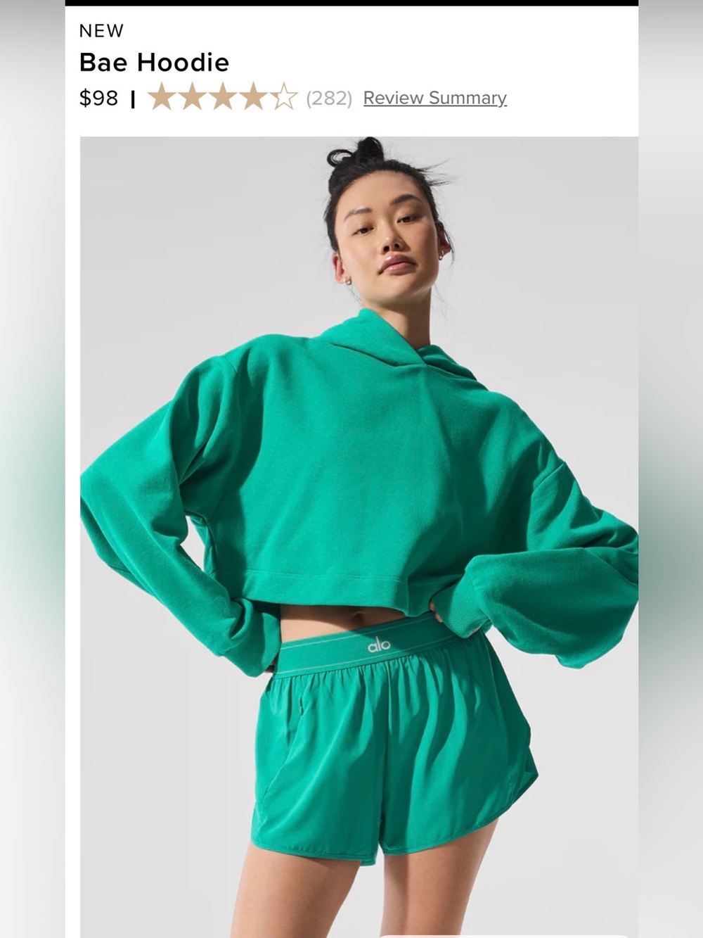 ALO Yoga Green Cropped Hoodie